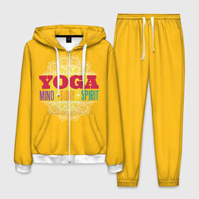 Мужской костюм 3D с принтом Йога в Кировске, 100% полиэстер | Манжеты и пояс оформлены тканевой резинкой, двухслойный капюшон со шнурком для регулировки, карманы спереди | Тематика изображения на принте: fitness | yoga | йога | медитация | фитнес