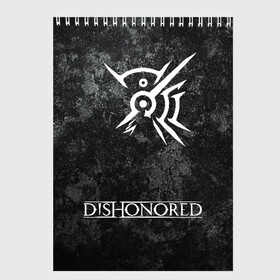 Скетчбук с принтом DISHONORED в Кировске, 100% бумага
 | 48 листов, плотность листов — 100 г/м2, плотность картонной обложки — 250 г/м2. Листы скреплены сверху удобной пружинной спиралью | Тематика изображения на принте: dishonored | dishonored 2 | korvo | дисхоноред | корво | корво аттано | стелс | эмили колдуин