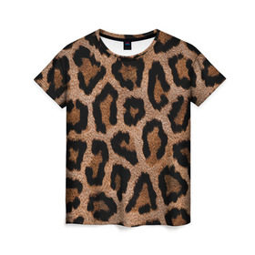 Женская футболка 3D с принтом Леопардовая расцветка в Кировске, 100% полиэфир ( синтетическое хлопкоподобное полотно) | прямой крой, круглый вырез горловины, длина до линии бедер | леопард | леопардовая | леопардовые | леопардовый | леопарды | пятнистые | пятнистый | пятнистым | расцветка