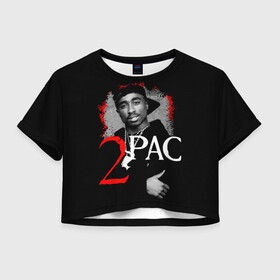 Женская футболка Crop-top 3D с принтом 2pac в Кировске, 100% полиэстер | круглая горловина, длина футболки до линии талии, рукава с отворотами | 2pac | changes | nigga | oldschool | pac | rap | нигга | олдскулл | пак | рэп | тупак