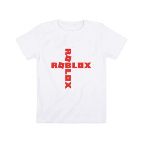 Детская футболка хлопок с принтом ROBLOX в Кировске, 100% хлопок | круглый вырез горловины, полуприлегающий силуэт, длина до линии бедер | Тематика изображения на принте: roblox | roblox simulator. | код роблокс | роблокс | роблокс симулятор
