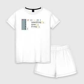 Женская пижама с шортиками хлопок с принтом if 1 == 2 в Кировске, 100% хлопок | футболка прямого кроя, шорты свободные с широкой мягкой резинкой | it | php | айтишник | код | кодер | ошибка | програма | програмист | программа | программист | разработка | разработчик | сайт | сайты | си | си плюсплюс | си шарп | технарь | условие | явапхп | яваскрипт
