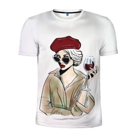 Мужская футболка 3D спортивная с принтом Не сходи с ума, сходи за вином! в Кировске, 100% полиэстер с улучшенными характеристиками | приталенный силуэт, круглая горловина, широкие плечи, сужается к линии бедра | 