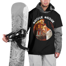 Накидка на куртку 3D с принтом Honk Honk I am Goose в Кировске, 100% полиэстер |  | angry goose | goose | honk | гусь | злой гусь | хонк