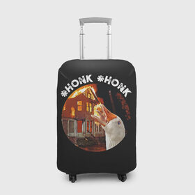 Чехол для чемодана 3D с принтом Honk Honk I am Goose в Кировске, 86% полиэфир, 14% спандекс | двустороннее нанесение принта, прорези для ручек и колес | angry goose | goose | honk | гусь | злой гусь | хонк