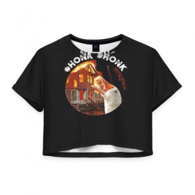Женская футболка Cropp-top с принтом Honk Honk I am Goose в Кировске, 100% полиэстер | круглая горловина, длина футболки до линии талии, рукава с отворотами | angry goose | goose | honk | гусь | злой гусь | хонк