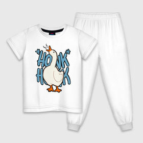 Детская пижама хлопок с принтом КРЯ-КРЯ в Кировске, 100% хлопок |  брюки и футболка прямого кроя, без карманов, на брюках мягкая резинка на поясе и по низу штанин
 | meme | untitled goose game | злой гусь | мем | птица