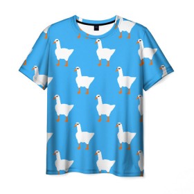 Мужская футболка 3D с принтом КРУТЫЕ ГУСИ в Кировске, 100% полиэфир | прямой крой, круглый вырез горловины, длина до линии бедер | meme | untitled goose game | злой гусь | мем | птица