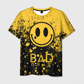 Мужская футболка 3D с принтом BAD DRIP в Кировске, 100% полиэфир | прямой крой, круглый вырез горловины, длина до линии бедер | bad | baddrip | cloud | coil | drip | smoke | vape | wape | бак | вейп | вейпер | дрипка | дым | койл | культура | мод | облако | пар | хипстер