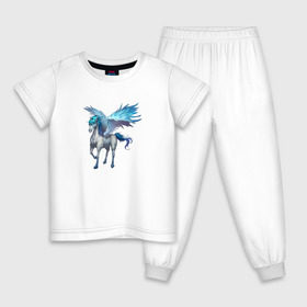 Детская пижама хлопок с принтом Пегас в Кировске, 100% хлопок |  брюки и футболка прямого кроя, без карманов, на брюках мягкая резинка на поясе и по низу штанин
 | крылья | лошадь | пегас | рисунок | существо