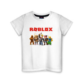 Детская футболка хлопок с принтом ROBLOX в Кировске, 100% хлопок | круглый вырез горловины, полуприлегающий силуэт, длина до линии бедер | roblox | roblox simulator. | код роблокс | роблокс | роблокс симулятор