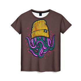 Женская футболка 3D с принтом Octopus(Lil Peep, GBC) в Кировске, 100% полиэфир ( синтетическое хлопкоподобное полотно) | прямой крой, круглый вырез горловины, длина до линии бедер | gbc | lil | peep | rap | rock | бордовый | желтый | зеленый | исполнитель | картинка | надпись на спине | осьминог | редактируемый дизайн | рок | рэп | рэпер | сочный цвет | фиолетовый
