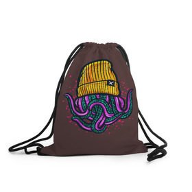 Рюкзак-мешок 3D с принтом Octopus(Lil Peep, GBC) в Кировске, 100% полиэстер | плотность ткани — 200 г/м2, размер — 35 х 45 см; лямки — толстые шнурки, застежка на шнуровке, без карманов и подкладки | gbc | lil | peep | rap | rock | бордовый | желтый | зеленый | исполнитель | картинка | надпись на спине | осьминог | редактируемый дизайн | рок | рэп | рэпер | сочный цвет | фиолетовый