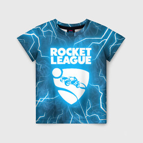 Детская футболка 3D с принтом ROCKET LEAGUE в Кировске, 100% гипоаллергенный полиэфир | прямой крой, круглый вырез горловины, длина до линии бедер, чуть спущенное плечо, ткань немного тянется | racing. | rocket league | rocket league garage | rocket trade | гонки | рокет лига