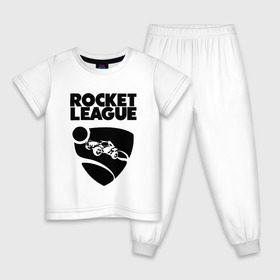 Детская пижама хлопок с принтом ROCKET LEAGUE в Кировске, 100% хлопок |  брюки и футболка прямого кроя, без карманов, на брюках мягкая резинка на поясе и по низу штанин
 | racing. | rocket league | rocket league garage | rocket trade | гонки | рокет лига