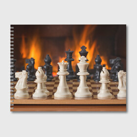 Альбом для рисования с принтом Шахматы в Кировске, 100% бумага
 | матовая бумага, плотность 200 мг. | Тематика изображения на принте: дамка | доска | игра | игры | камин | конь | король | огне | огнём | огненное | огонь | пешка | пламя | слон | ферзь | фигурки | фигуры | шахматная | шахматы