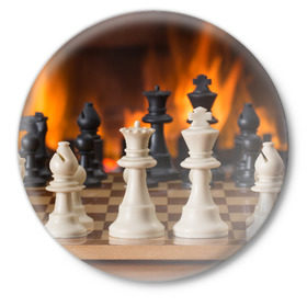 Значок с принтом Шахматы в Кировске,  металл | круглая форма, металлическая застежка в виде булавки | Тематика изображения на принте: дамка | доска | игра | игры | камин | конь | король | огне | огнём | огненное | огонь | пешка | пламя | слон | ферзь | фигурки | фигуры | шахматная | шахматы