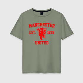 Женская футболка хлопок Oversize с принтом МАНЧЕСТЕР ЮНАЙТЕД | FCMU | MANCHESTER UNITED в Кировске, 100% хлопок | свободный крой, круглый ворот, спущенный рукав, длина до линии бедер
 | fc | fcmu | football | football club | manchester united | sport | манчестер юнайтед | спорт | фк | фкмю | футбол | футбольный клуб