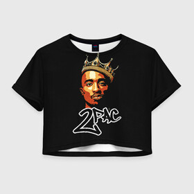 Женская футболка Crop-top 3D с принтом 2pac в Кировске, 100% полиэстер | круглая горловина, длина футболки до линии талии, рукава с отворотами | 2pac | nigga | oldschool | pac | rap | нигга | олдскулл | пак | рэп | тупак