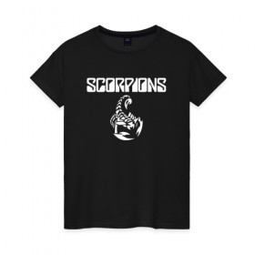 Женская футболка хлопок с принтом SCORPIONS в Кировске, 100% хлопок | прямой крой, круглый вырез горловины, длина до линии бедер, слегка спущенное плечо | scorpions | клаус майне | маттиас ябс | микки ди | павел мончивода | рудольф шенкер | скорпион | скорпионс