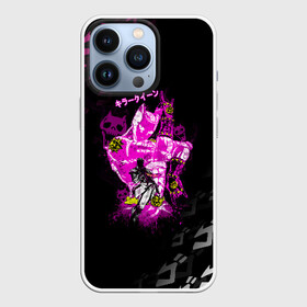 Чехол для iPhone 13 Pro с принтом KILLER QUEEN розовый на черной полосе в Кировске,  |  | adventure | jojo | jojo s bizarre | jojo’s bizarre adventure | killer queen | аниме | джоджо | манга | невероятные приключения джоджо