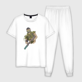 Мужская пижама хлопок с принтом Apex Legends (Октейн) в Кировске, 100% хлопок | брюки и футболка прямого кроя, без карманов, на брюках мягкая резинка на поясе и по низу штанин
 | 