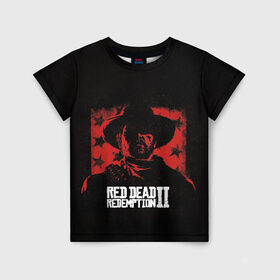 Детская футболка 3D с принтом Red Dead Redemption в Кировске, 100% гипоаллергенный полиэфир | прямой крой, круглый вырез горловины, длина до линии бедер, чуть спущенное плечо, ткань немного тянется | Тематика изображения на принте: dead | gamer | john | marston | rdr | red | redemption | rockstar | shooter | western | вестерн | джон | марстон | шутер