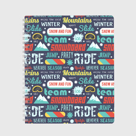 Тетрадь с принтом Snowboard ride winter в Кировске, 100% бумага | 48 листов, плотность листов — 60 г/м2, плотность картонной обложки — 250 г/м2. Листы скреплены сбоку удобной пружинной спиралью. Уголки страниц и обложки скругленные. Цвет линий — светло-серый
 | горы | зима | природа | снег | сноуборд | спорт