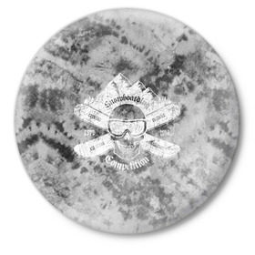 Значок с принтом tie-dye snowboarding в Кировске,  металл | круглая форма, металлическая застежка в виде булавки | горы | зима | природа | снег | сноуборд | спорт
