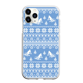 Чехол для iPhone 11 Pro матовый с принтом Вязаный свитер с лыжниками в Кировске, Силикон |  | горы | зима | лыжи | природа | снег | спорт