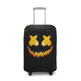 Чехол для чемодана 3D с принтом MARSHMELLO HALLOWEEN в Кировске, 86% полиэфир, 14% спандекс | двустороннее нанесение принта, прорези для ручек и колес | america | dj | halloween | marshmello | marshmello halloween | usa | америка | маршмелло | маршмелло хеллоуин | хеллоуин | хэллоуин