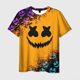 Мужская футболка 3D с принтом MARSHMELLO HALLOWEEN в Кировске, 100% полиэфир | прямой крой, круглый вырез горловины, длина до линии бедер | america | dj | halloween | marshmello | marshmello halloween | usa | америка | маршмелло | маршмелло хеллоуин | хеллоуин | хэллоуин
