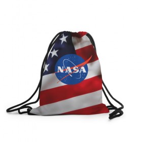 Рюкзак-мешок 3D с принтом NASA USA в Кировске, 100% полиэстер | плотность ткани — 200 г/м2, размер — 35 х 45 см; лямки — толстые шнурки, застежка на шнуровке, без карманов и подкладки | nasa | space x | spacex | usa | астронавт | астронавтика | космонавт | наса | сша