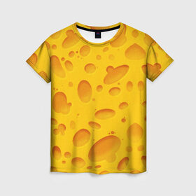 Женская футболка 3D с принтом Сыр в Кировске, 100% полиэфир ( синтетическое хлопкоподобное полотно) | прямой крой, круглый вырез горловины, длина до линии бедер | texture | сыр | сырок | текстура | текстура сыра