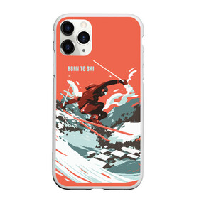 Чехол для iPhone 11 Pro матовый с принтом BORN TO SKI в Кировске, Силикон |  | Тематика изображения на принте: горы | зима | лыжи | природа | снег | спорт