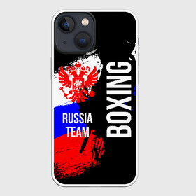 Чехол для iPhone 13 mini с принтом Boxing Russia Team в Кировске,  |  | boxer | boxing | russia team | бокс | боксер | сборная россии | тайский бокс