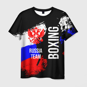 Мужская футболка 3D с принтом Boxing Russia Team в Кировске, 100% полиэфир | прямой крой, круглый вырез горловины, длина до линии бедер | boxer | boxing | russia team | бокс | боксер | сборная россии | тайский бокс