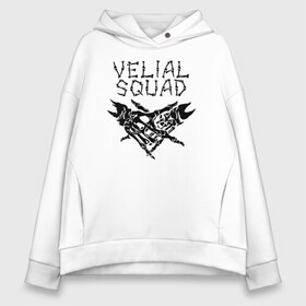 Женское худи Oversize хлопок с принтом VELIAL SQUAD в Кировске, френч-терри — 70% хлопок, 30% полиэстер. Мягкий теплый начес внутри —100% хлопок | боковые карманы, эластичные манжеты и нижняя кромка, капюшон на магнитной кнопке | velial squad | велиал сквад