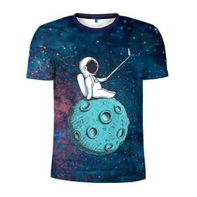Мужская футболка 3D спортивная с принтом Сэлфи Космонавта в Кировске, 100% полиэстер с улучшенными характеристиками | приталенный силуэт, круглая горловина, широкие плечи, сужается к линии бедра | Тематика изображения на принте: galaxy | moon | вселенная | галактика | звезды | космонавт | космос | луна | месяц | сэлфи | сэлфипалка