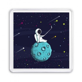 Магнит 55*55 с принтом Сэлфи Космонавта в Кировске, Пластик | Размер: 65*65 мм; Размер печати: 55*55 мм | galaxy | moon | вселенная | галактика | звезды | космонавт | космос | луна | месяц | сэлфи | сэлфипалка