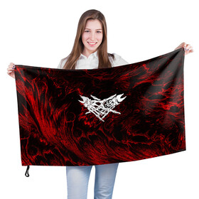 Флаг 3D с принтом VELIAL SQUAD RED ABSTRACT в Кировске, 100% полиэстер | плотность ткани — 95 г/м2, размер — 67 х 109 см. Принт наносится с одной стороны | velial squad | велиал сквад