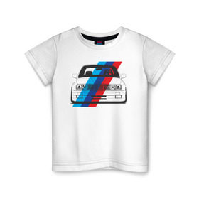 Детская футболка хлопок с принтом BMW M3 (E30) (M флаг) в Кировске, 100% хлопок | круглый вырез горловины, полуприлегающий силуэт, длина до линии бедер | bmw | bmw m3 | bmw m3 e30 | e30 | m3 | бмв | бмв м3 | м3