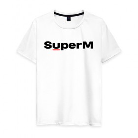 Мужская футболка хлопок с принтом SuperM (состав) в Кировске, 100% хлопок | прямой крой, круглый вырез горловины, длина до линии бедер, слегка спущенное плечо. | baekhyun | exo | kai | lucas | mark | nct | shinee | sm | super m | superm | taemin | taeyong | ten | wayv | бэкхён | кай | лукас | марк | супер м | суперм | тэён | тэмин | тэн