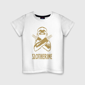 Детская футболка хлопок с принтом Sloth в Кировске, 100% хлопок | круглый вырез горловины, полуприлегающий силуэт, длина до линии бедер | Тематика изображения на принте: animals | sloth | животные | ленивец