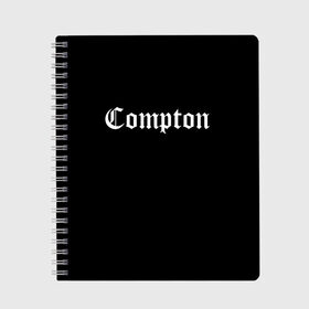 Тетрадь с принтом COMPTON в Кировске, 100% бумага | 48 листов, плотность листов — 60 г/м2, плотность картонной обложки — 250 г/м2. Листы скреплены сбоку удобной пружинной спиралью. Уголки страниц и обложки скругленные. Цвет линий — светло-серый
 | Тематика изображения на принте: compton | dj yella | dr. dre | eazy e | ice cube | mc ren | n.w.a | nwa | straight outta compton | west side | западная сторона | комптон