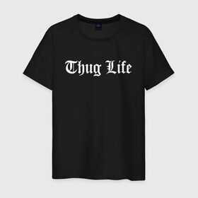Мужская футболка хлопок с принтом THUG LIFE в Кировске, 100% хлопок | прямой крой, круглый вырез горловины, длина до линии бедер, слегка спущенное плечо. | 2pac | thug life | tupac | tupac shakur | жизнь головореза | тупак | тупак шакур