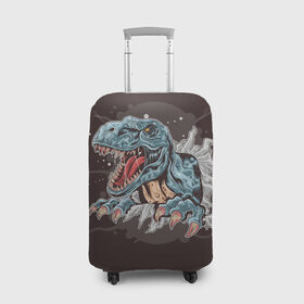 Чехол для чемодана 3D с принтом T-Rex в Кировске, 86% полиэфир, 14% спандекс | двустороннее нанесение принта, прорези для ручек и колес | art | dino | dinos | dinosaur | raptor | style | trex | velociraptor | арт | динозавр | мир юрского периода | ти рекс | ящер