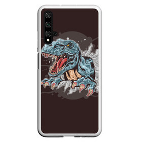 Чехол для Honor 20 с принтом T-Rex в Кировске, Силикон | Область печати: задняя сторона чехла, без боковых панелей | Тематика изображения на принте: art | dino | dinos | dinosaur | raptor | style | trex | velociraptor | арт | динозавр | мир юрского периода | ти рекс | ящер