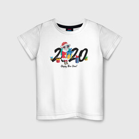 Детская футболка хлопок с принтом 2020 в Кировске, 100% хлопок | круглый вырез горловины, полуприлегающий силуэт, длина до линии бедер | 2020 | животные | крыса | мышь | новый год | символ года