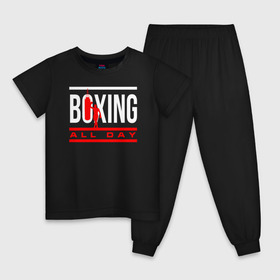 Детская пижама хлопок с принтом Boxing All day в Кировске, 100% хлопок |  брюки и футболка прямого кроя, без карманов, на брюках мягкая резинка на поясе и по низу штанин
 | boxer | boxing | fight | mma | бокс | боксер | кикбоксинг | тайский бокс